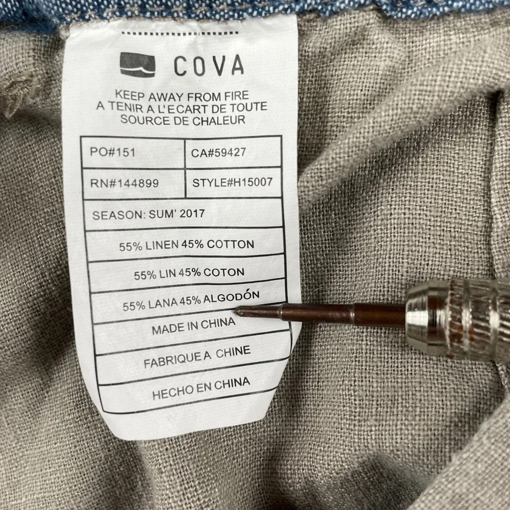 Cova Pants Mens XL Tan Linen Blend H15007 Casual Straight Leg Elastic Waist